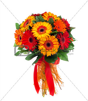 Flower bouquet of red and orange gerberas