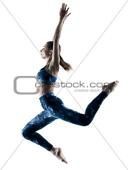 woman fitness excercises jumping silhouette
