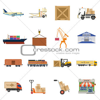 Cargo Transport and logistics Icon Set