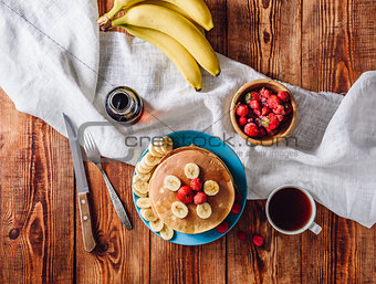 Homemade Pancakes with Fruits.