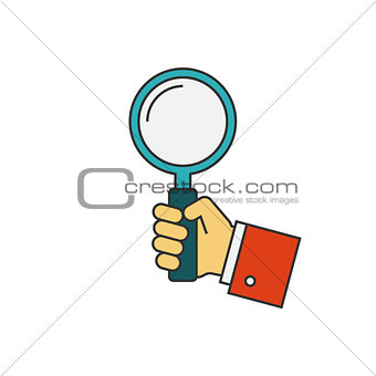 Holding magnifying glass flat line