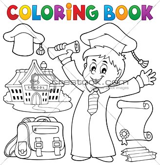 Coloring book graduation theme 1