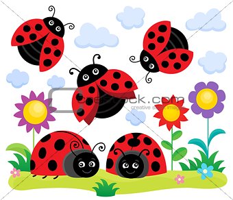 Stylized ladybugs theme image 1