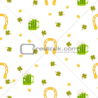 Irish St. Patrick celebration party seamless pattern.