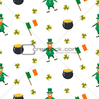 Ireland Saint Patrick vector seamless pattern.