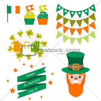 Saint Patricks day party vector objects.