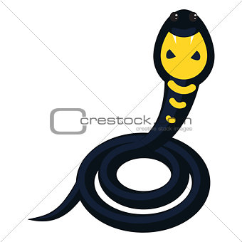 Snake cobra cartoon vector illustration on white.
