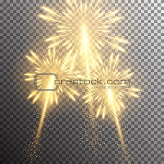 isolated realistic vector fireworks