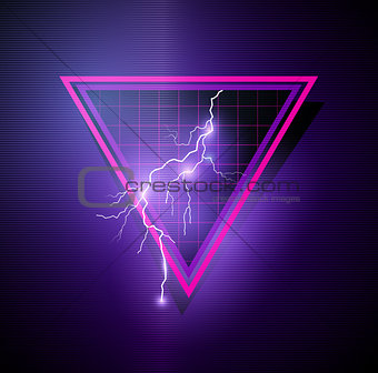 Retro 1980's Element with triangles and lightning bolts