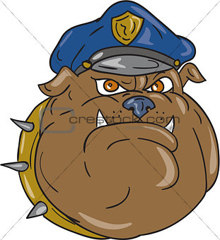 Bulldog Policeman Head Cartoon