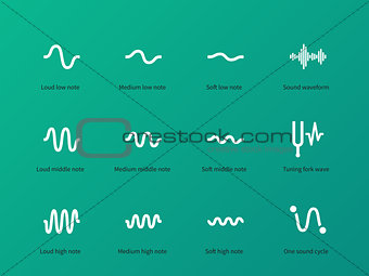 Recording wave and sound icons on green background.
