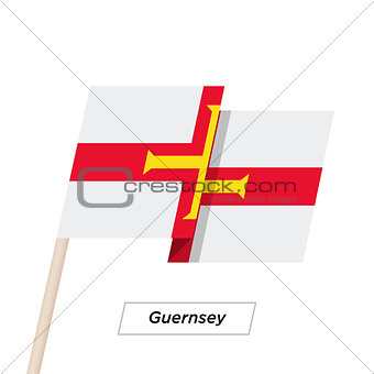 Guernsey Ribbon Waving Flag Isolated on White. Vector Illustration.