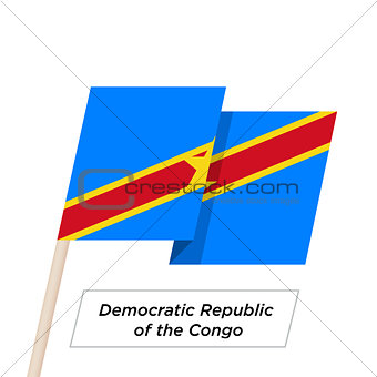 Democratic Republic of the Congo Ribbon Waving Flag Isolated on White. Vector Illustration.