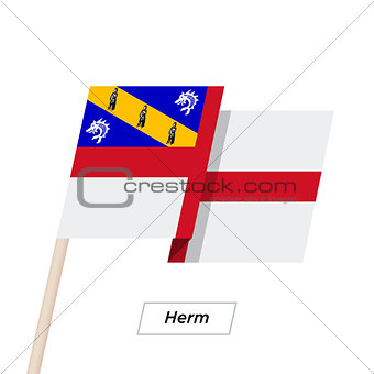 Herm Ribbon Waving Flag Isolated on White. Vector Illustration.