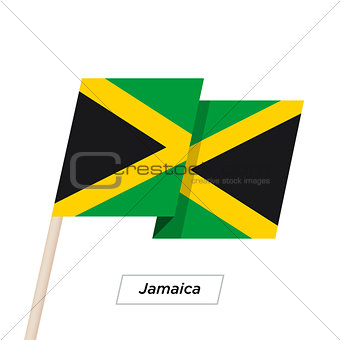 Jamaica Ribbon Waving Flag Isolated on White. Vector Illustration.