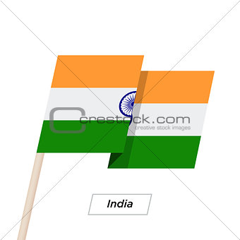 India Ribbon Waving Flag Isolated on White. Vector Illustration.