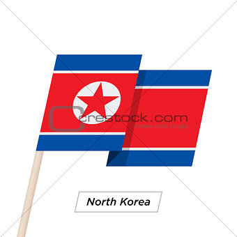 North Korea Ribbon Waving Flag Isolated on White. Vector Illustration.