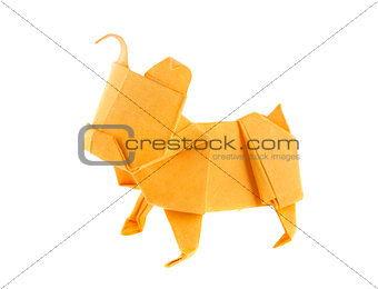 Orange dog bulldog of origami.