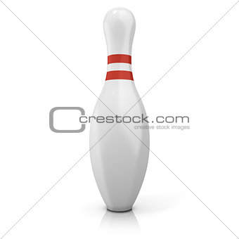 Single bowling pin with red stripes