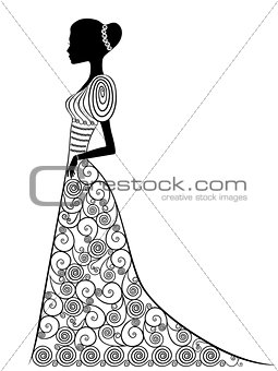 Graceful lady in long gown