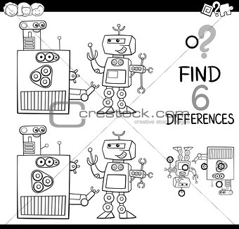 differences with robots coloring page