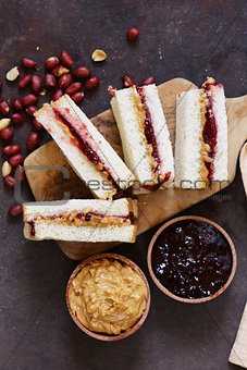 Natural peanut butter and berries jam for sandwiches