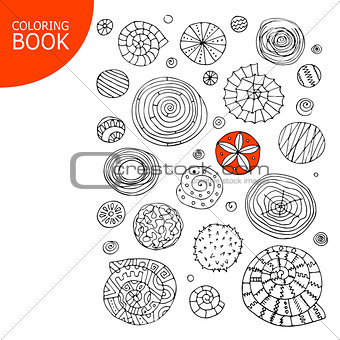 Abstract spirals and circles. Sketch for your coloring book