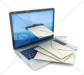 Laptop and symbol e-mail