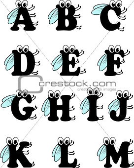 Funny insect alphabet from a to m