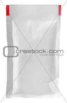 Clear white packet vertically