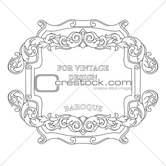 Vector frame with floral ornament on white background.