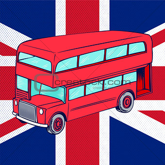 London Bus With UK Flag