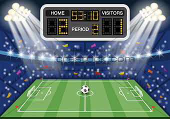 Soccer stadium with scoreboard