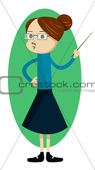 Woman teacher character with a pointer