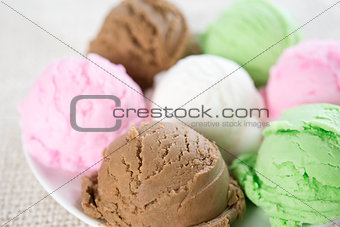 Close up group of ice cream.