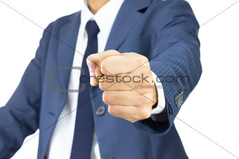 Businessman Fist Isolated on White Background on Vertical View
