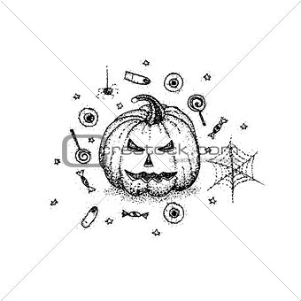 Dotwork Halloween Pumpkin