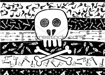 Doodle Indian Tribal Skull