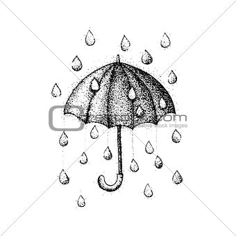 Dotwork Umbrella Rain