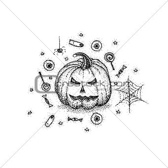 Halloween Pumpkin Dotwork