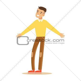 Ma In Yellow Sweater Overwhelmed With Happiness And Joyfully Ecstatic, Happy Smiling Cartoon Character