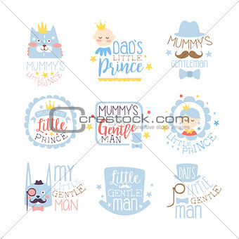 Little Prince Set Of Prints For Infant Boy Room Or Clothing Design Templates In Pink And Blue Color