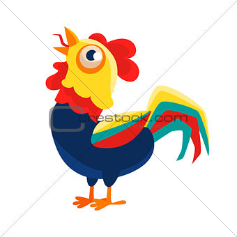Rooster Cartoon Character Crowing,Cock Representing Chinese Zodiac Symbol Of New Year 2017