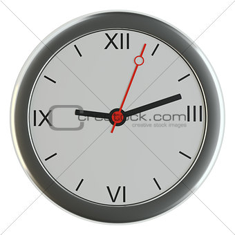 Realistic classic silver round wall clock