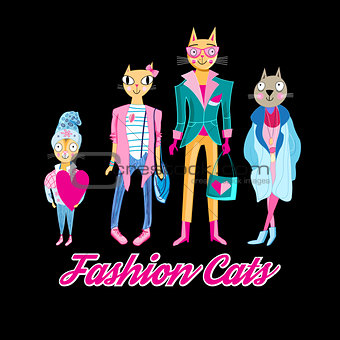 Graphic set fashion funny cats