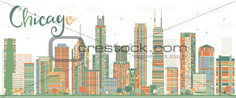 Abstract Chicago Skyline with Color Buildings.