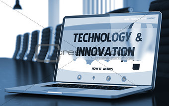 Technology and Innovation Concept on Laptop Screen. 3D.