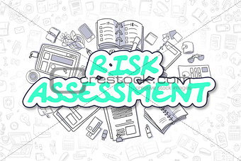 Risk Assessment - Cartoon Green Word. Business Concept.