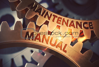 Maintenance Manual on the Golden Cogwheels. 3D Illustration.
