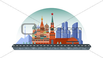 Russia Moscow icon in flat style